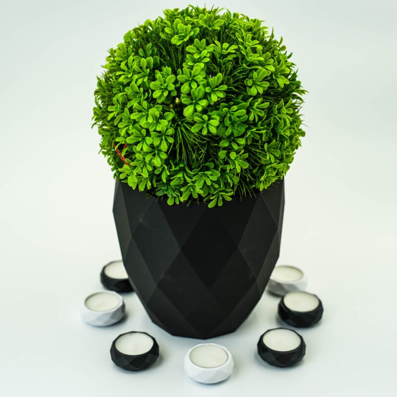 Zestaw 6w1: Donica Geometryczna (1szt.) + Geometryczny Uchwyt na Świeczkę (5szt.)