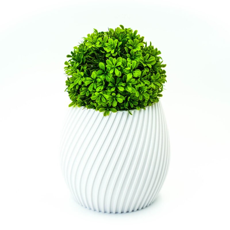 Duża Spiralna Donica 3D – Nowoczesna Dekoracja z Funkcjonalnością – Biała