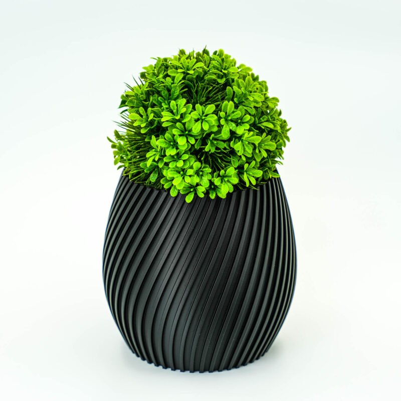 Duża Spiralna Donica 3D – Nowoczesna Dekoracja z Funkcjonalnością - Czarna