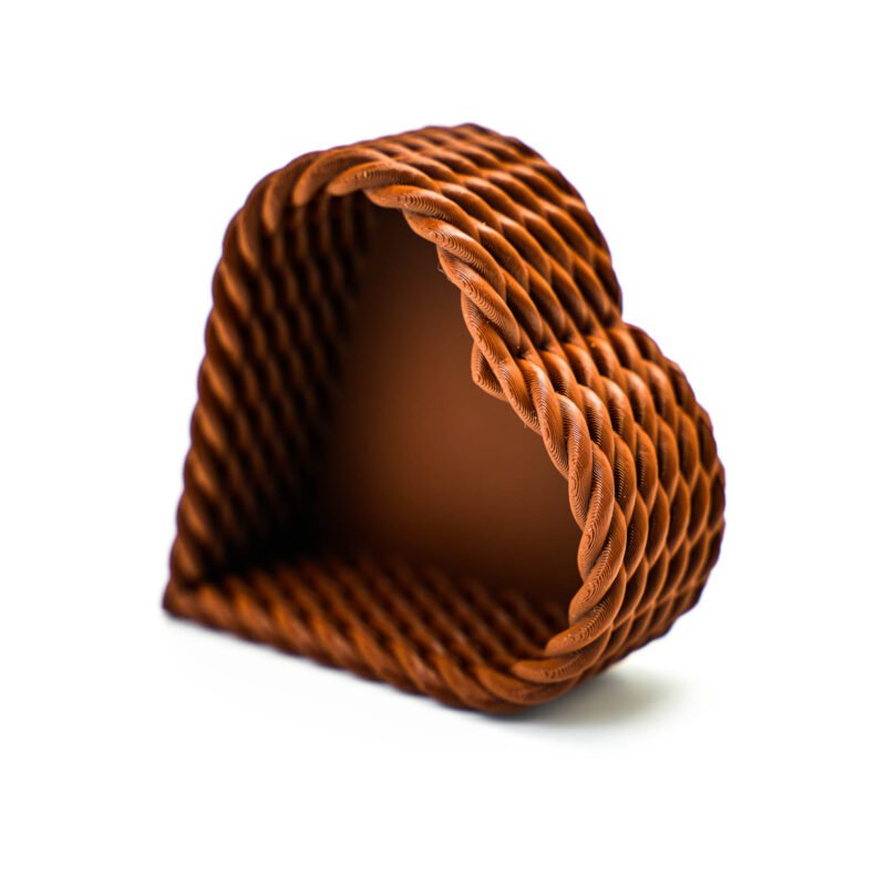 Kosz serce 3D | Dekoracyjny pojemnik PLA | Brązowy