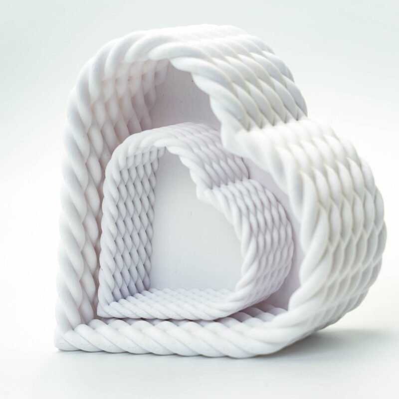 Zestaw dwóch koszy - Serce 3D - dekoracyjne pojemniki - Białe