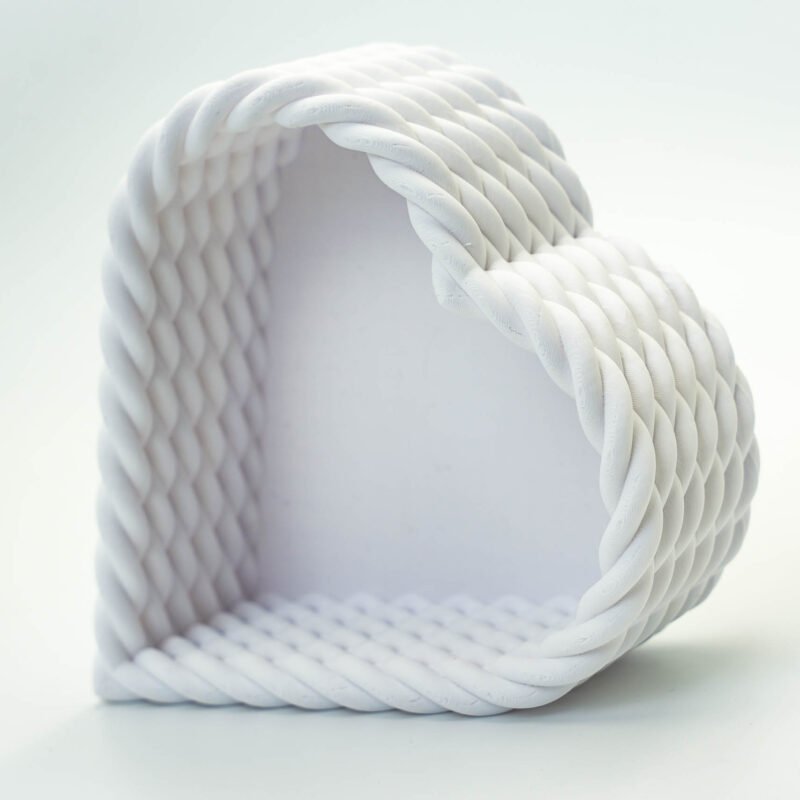 Kosz serce 3D | Dekoracyjny pojemnik PLA | Biały