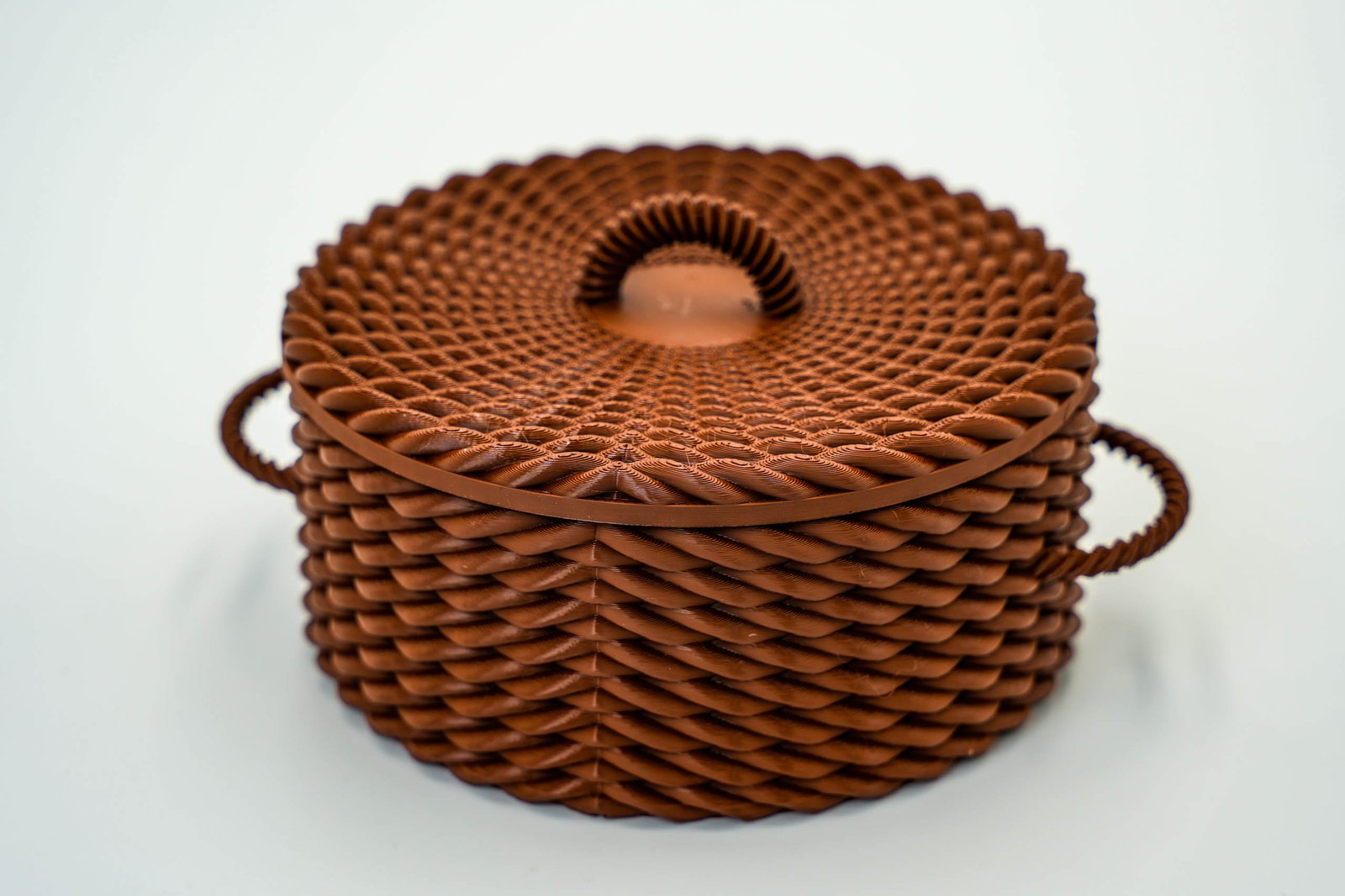 Okrągły koszyk – stylowy organizer na drobiazgi | z pokrywką | Brązowy - obrazek 5