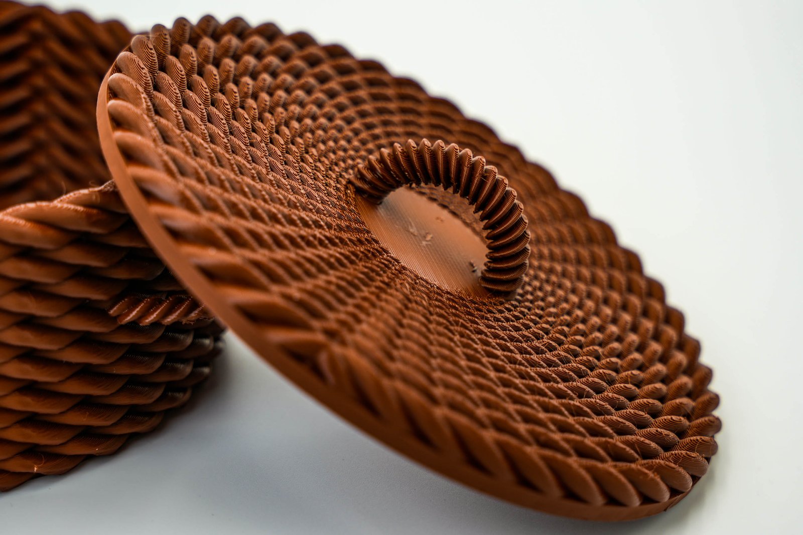 Okrągły koszyk – stylowy organizer na drobiazgi | z pokrywką | Brązowy - obrazek 8