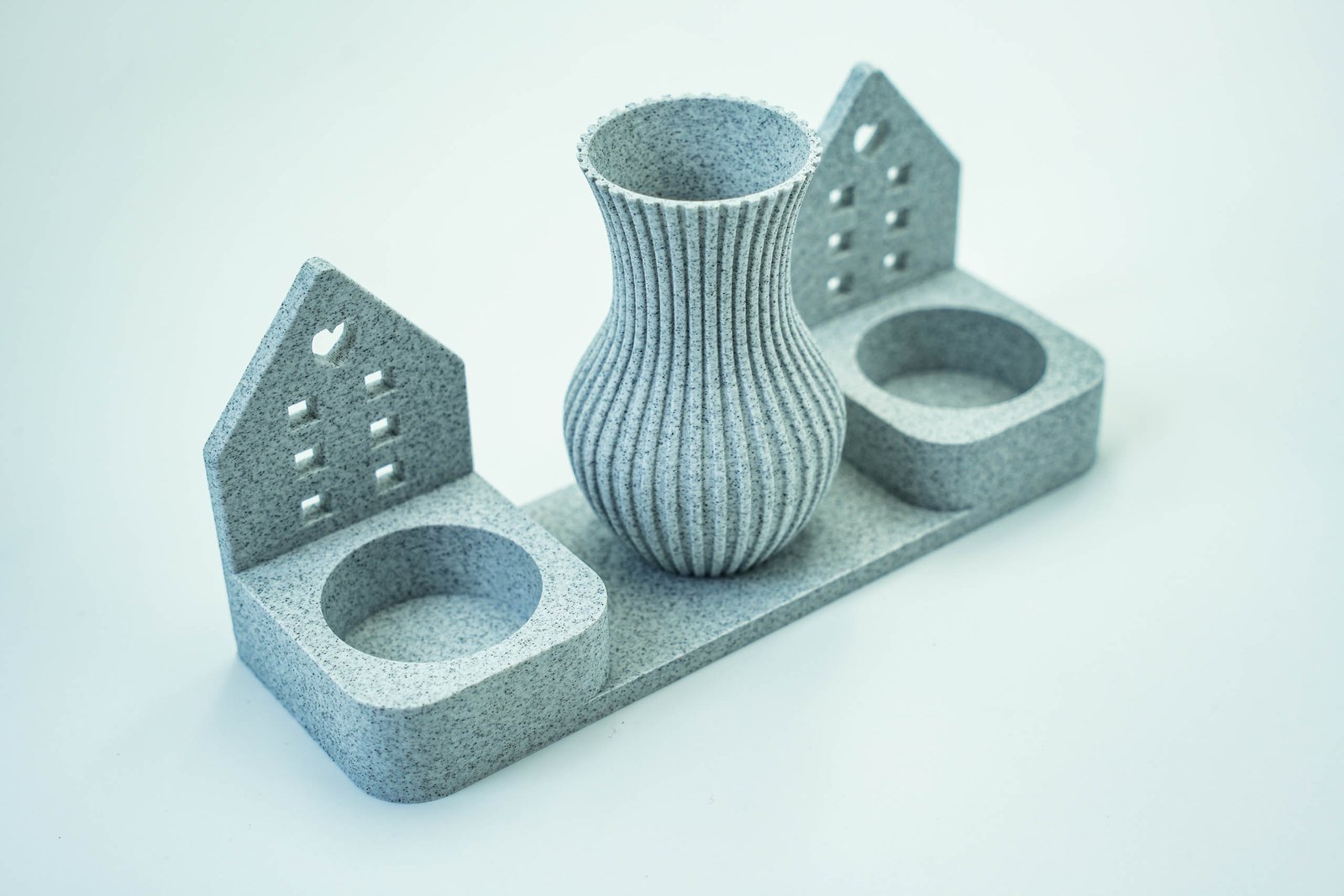 Świecznik dekoracyjny 3D z wazonem - styl skandynawski - Marmur - obrazek 8