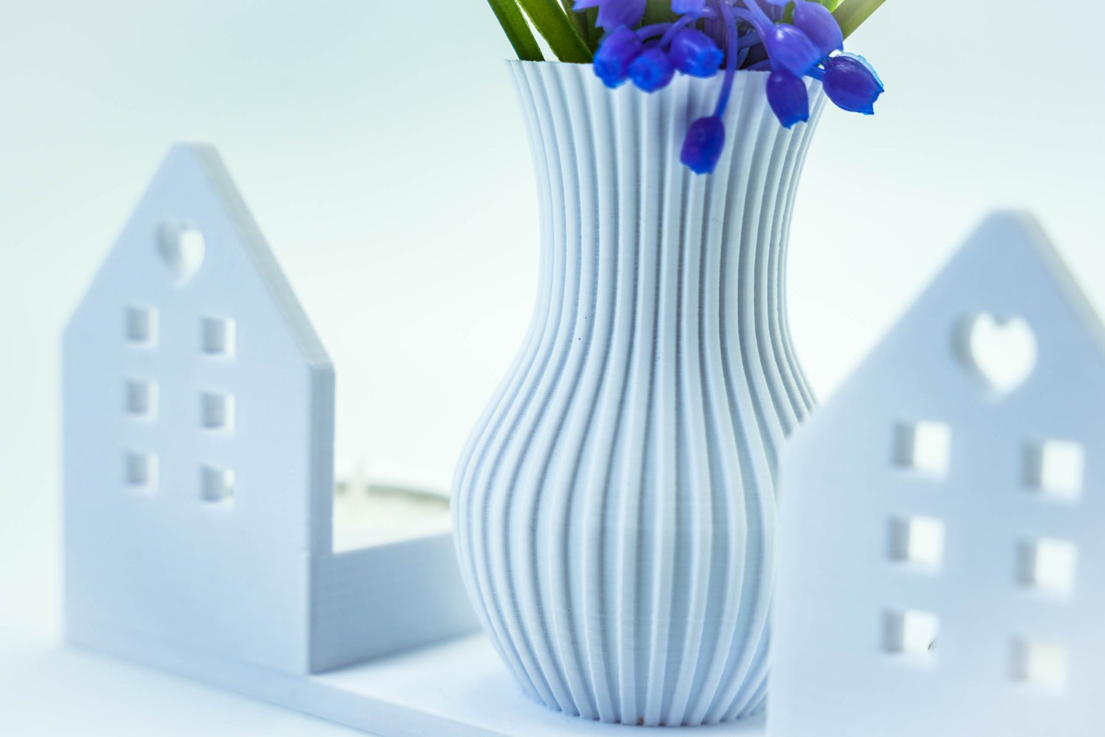 Świecznik dekoracyjny 3D z wazonem – styl skandynawski – Biały - obrazek 5