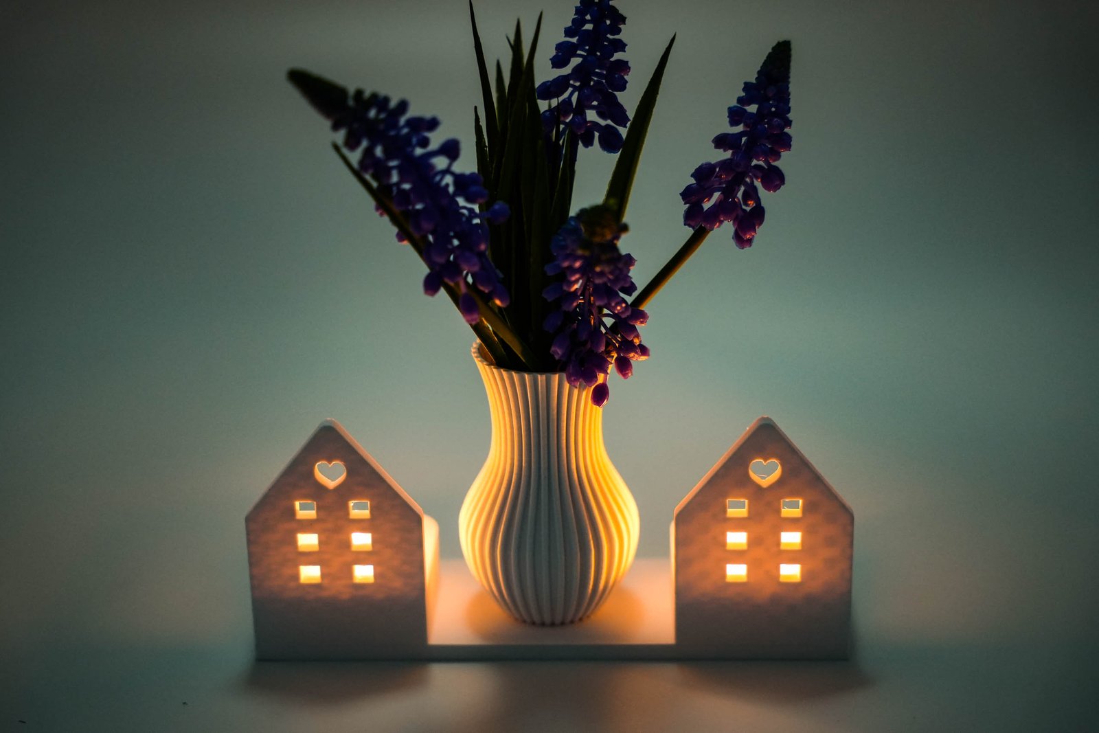 Świecznik dekoracyjny 3D z wazonem – styl skandynawski – Biały - obrazek 7