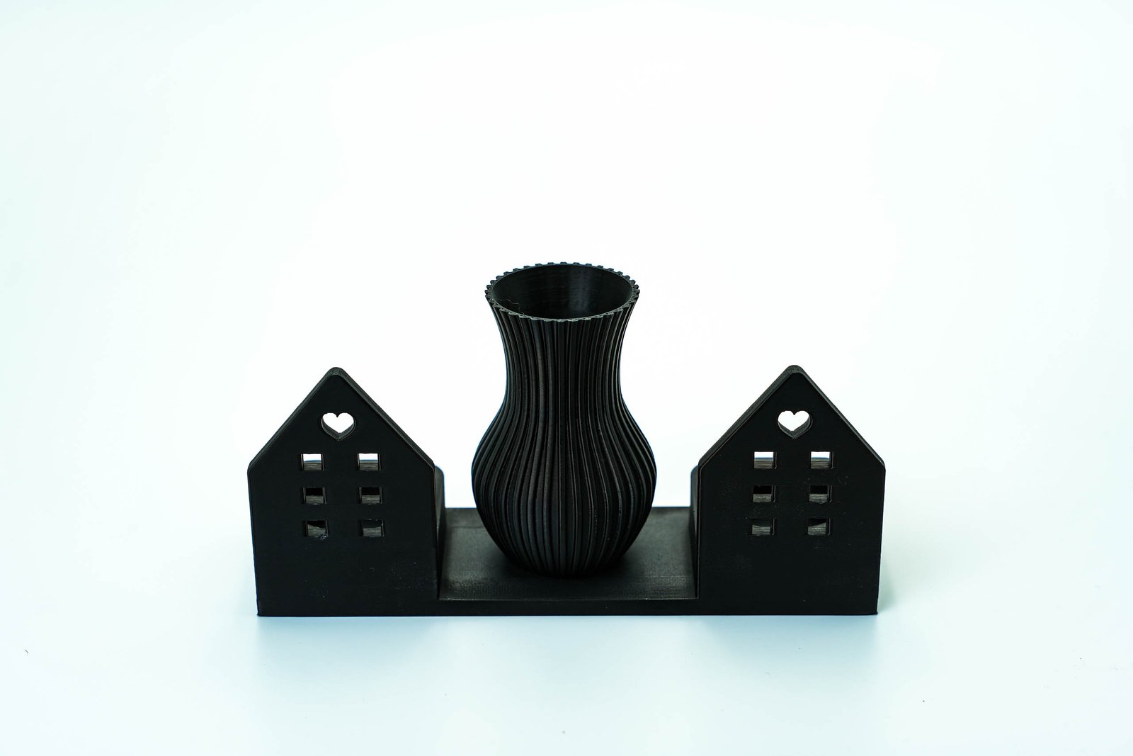 Świecznik dekoracyjny 3D z wazonem – styl skandynawski – Czarny - obrazek 2