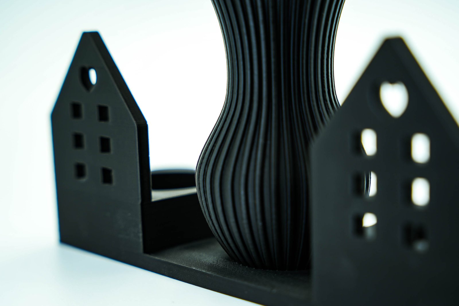 Świecznik dekoracyjny 3D z wazonem – styl skandynawski – Czarny - obrazek 3