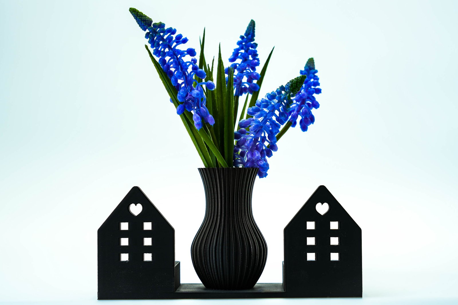 Świecznik dekoracyjny 3D z wazonem – styl skandynawski – Czarny