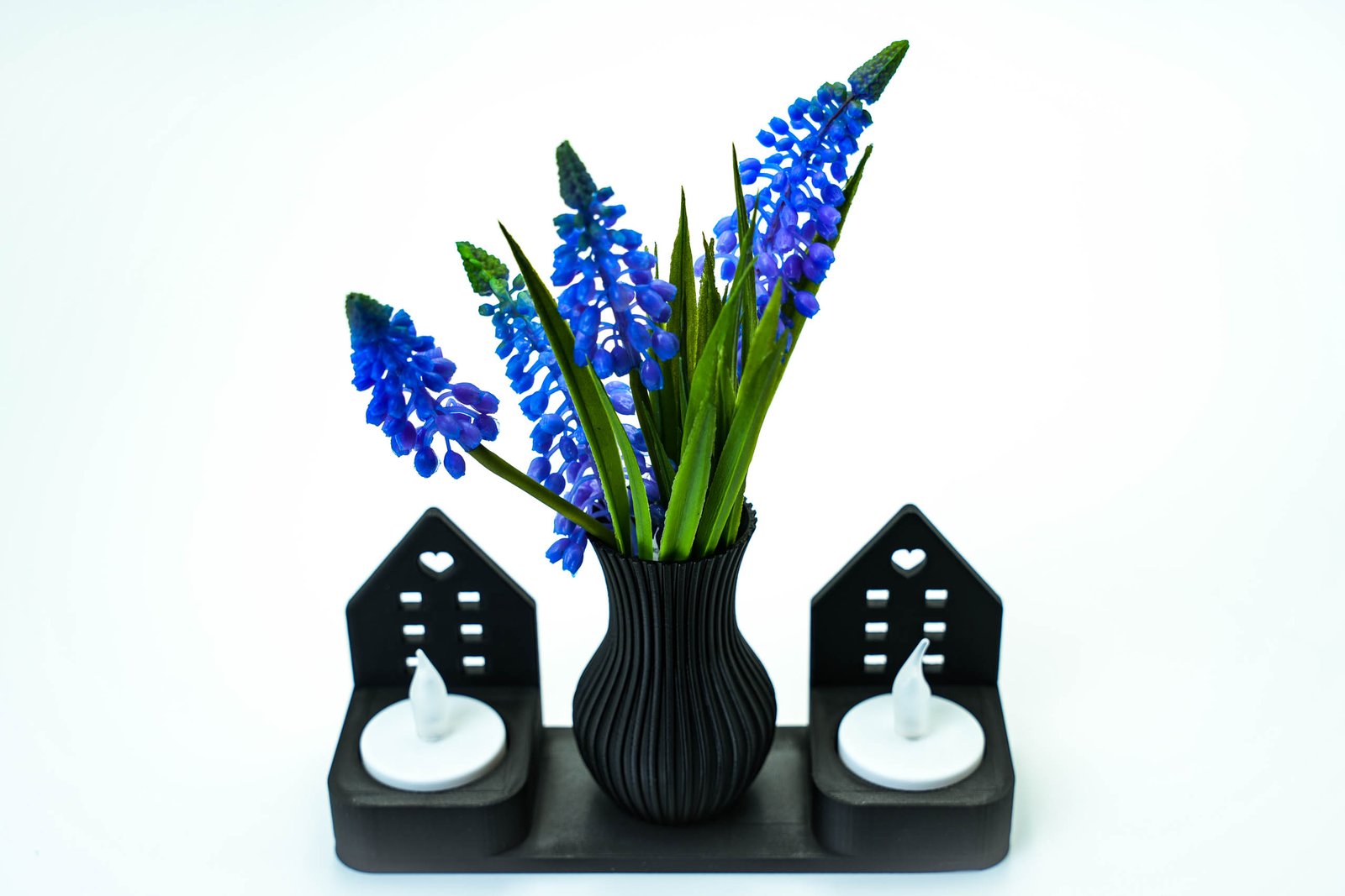 Świecznik dekoracyjny 3D z wazonem – styl skandynawski – Czarny - obrazek 6