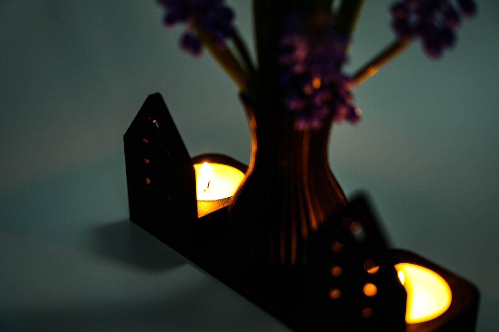 Świecznik dekoracyjny 3D z wazonem – styl skandynawski – Czarny - obrazek 7