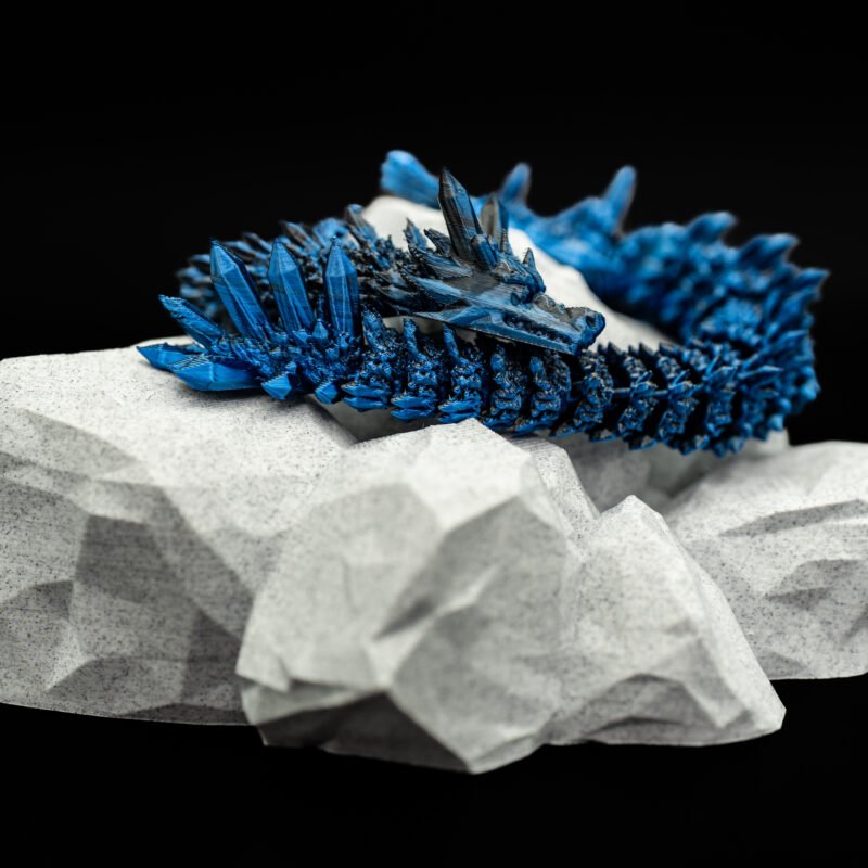 Smok 3D Ruchomy 40 cm – Lodowy / Kryształowy