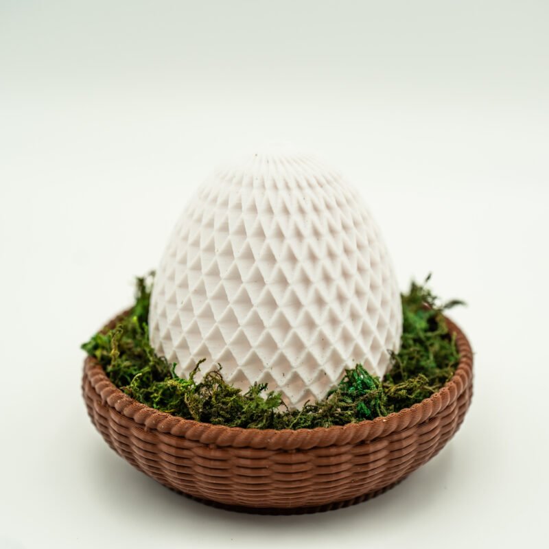 Jajko LED w Plecionym Koszyczku - Nowoczesna Dekoracja Wielkanocna 3D